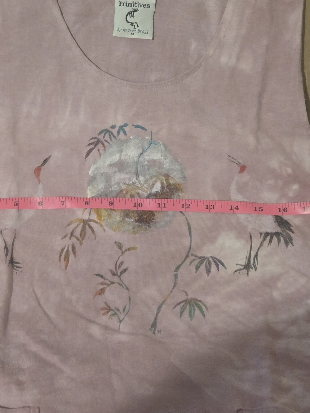 Vintage Primitives by Andrea Bragg Mauve Hand-Dyed Crane Art2Wear Dress M - Picture 13 of 13